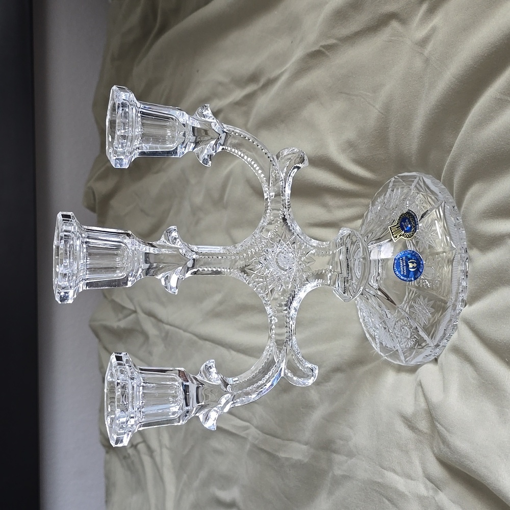 Crystal Candlestick Triple Holder Candelabra